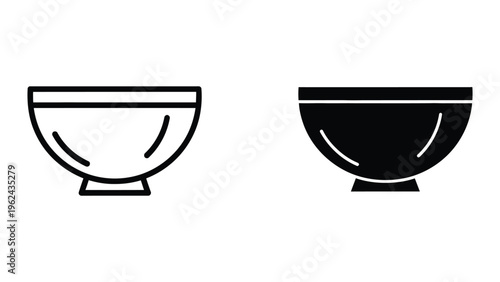 Comparison of empty and filled traditional ceramic bowls in black and white contrast