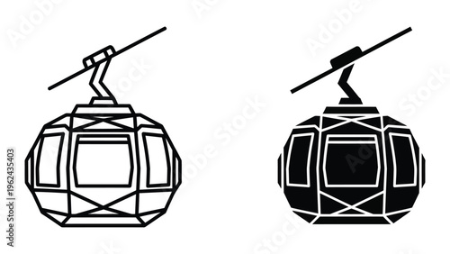 Comparison of transparent and opaque cable car gondolas with support structures