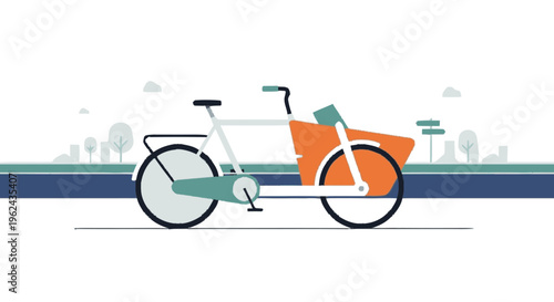 White Bicycle with Orange Cargo Basket.