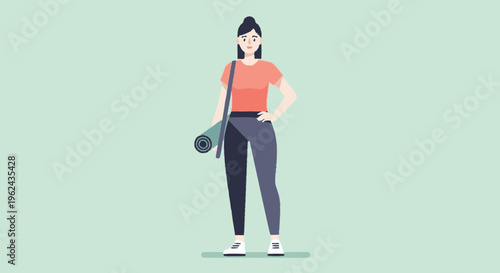 Woman Exercising with Jump Rope Illustration.