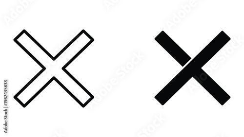 Comparison of thin and thick crossed line designs in black and white