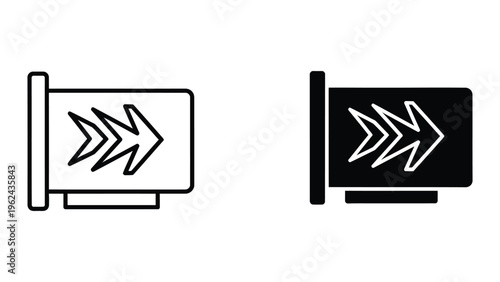 Comparison of directional sign styles with different background contrasts