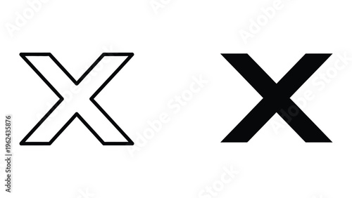 Comparison of a thin line cross and a bold filled cross symbol design