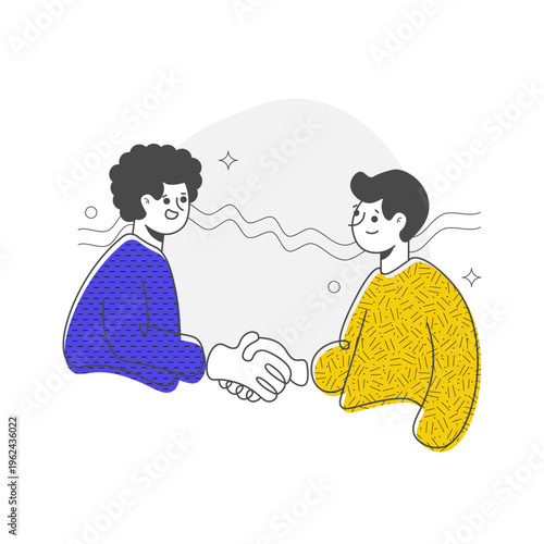 Successful Deal Handshake Flat Illustration Business Partnership Agreement
