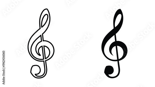 Comparison of treble clef notations with and without a filled note head
