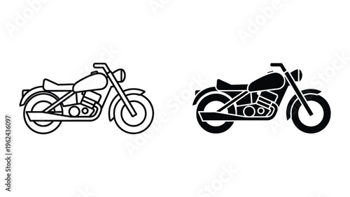 Contrast between light and dark motorcycle silhouettes in minimalist design