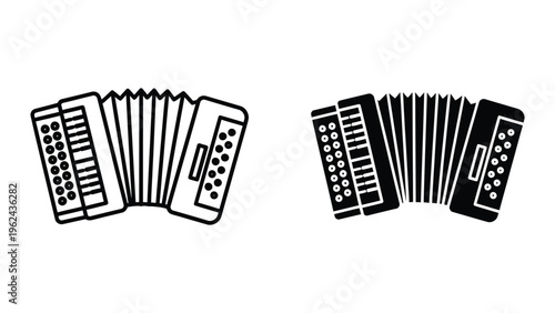 Black and white illustration of two different types of accordions side by side