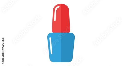 Red nail polish in blue bottle with glossy finish in bright lighting for beauty product advertising