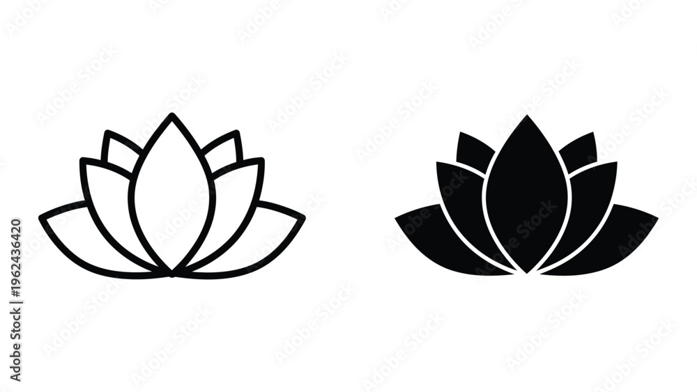 Obraz premium Contrasting lotus flower designs in monochrome styles