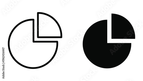 Contrasting pie charts with different segment proportions illustrated in black and white