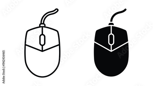 Comparison of a standard and a stylized black computer mouse illustration