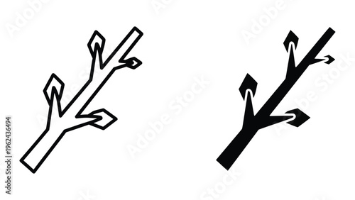 Contrasting styles of abstract tree branch illustrations with directional arrows.