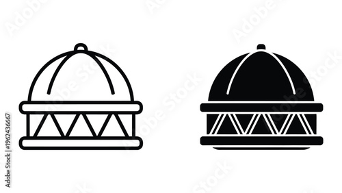 Comparison of traditional and modern police officer hats in silhouette style