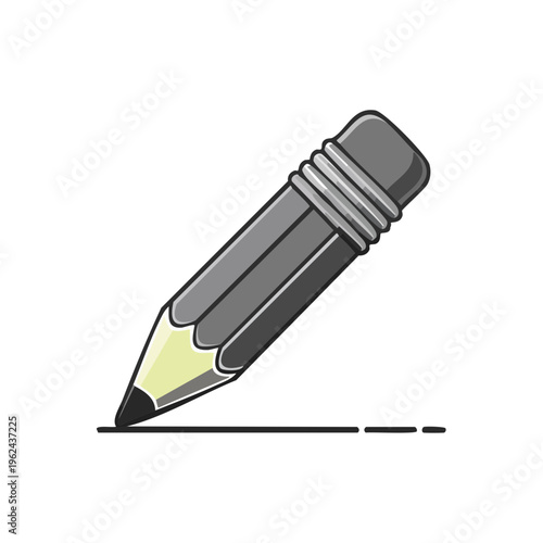 Simple grey pencil drawing a straight line and dash marks with a sharp point and eraser.