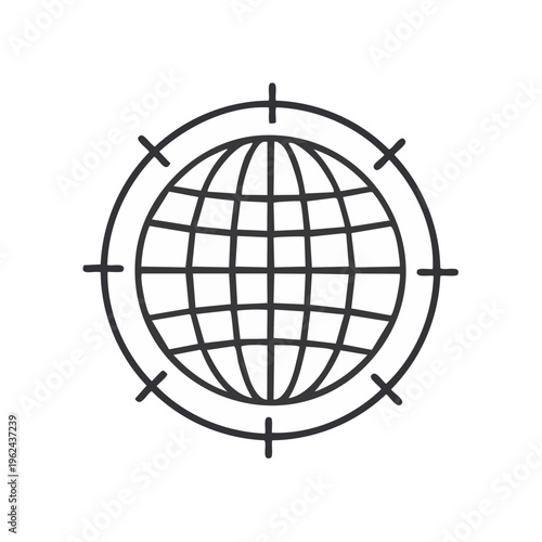 Global target icon with world globe and crosshairs outline