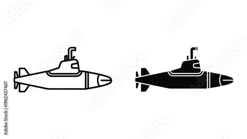 Comparison of two submarine silhouettes with different hull designs and visibility features