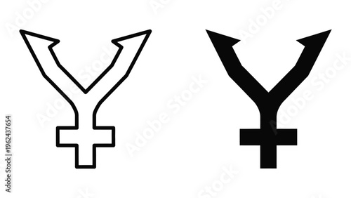 Contrasting depictions of the female gender symbol in outline and filled versions