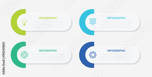 Presentation business infographic template vector.
 Four section infographic. Vector illustration.