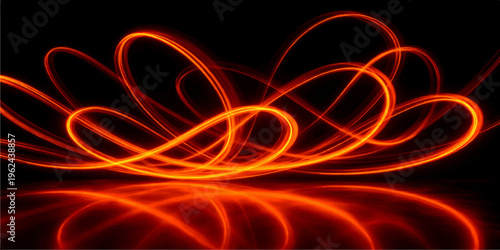 Abstract red glowing fractal fire wave backdrop with dynamic smoke lines and a light energy heart shape design art illustration pattern