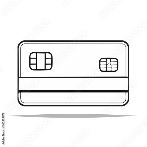 Stylized Chip Enabled Credit Card Design with Magnetic Stripe and Embossed Elements