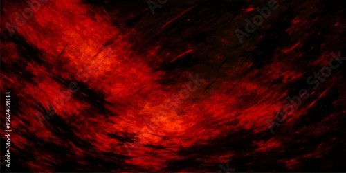 An abstract red grunge background features a dark burning inferno with fire smoke and hot orange flame energy in a motion design pattern of heat and light