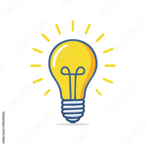 Bright Incandescent Light Bulb Glowing With Rays of Illumination