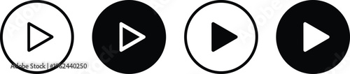 Play Button Icons In Circles Black And White symbol