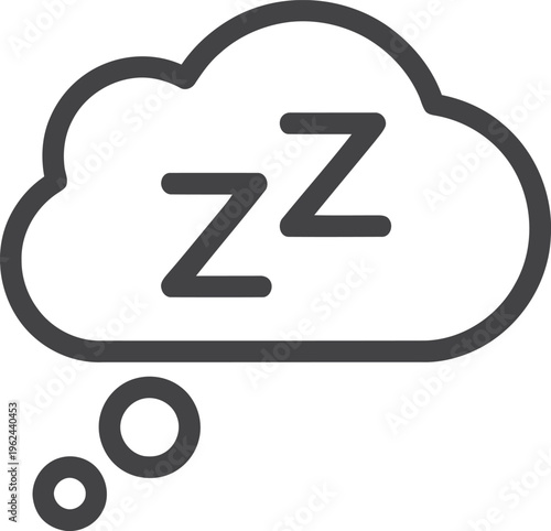 Sleepy cloud, dream bubble, zzz icon, sleep thought, vector symbol