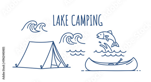 Embark on an unforgettable lake camping adventure with a canoe, tent, and vibrant marine life to inspire your outdoor experiences
