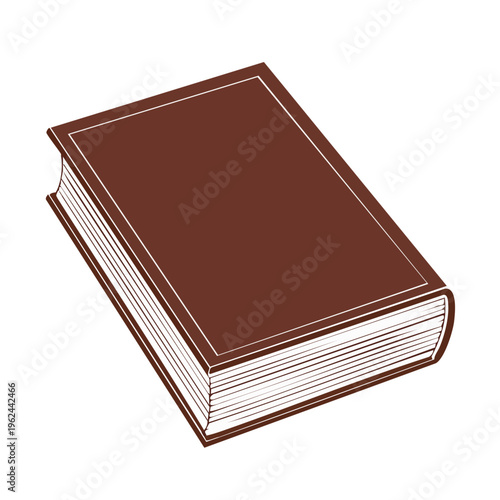 Classic brown hardcover book with white page edges shown at an angle