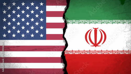 Divided Flags:  A symbolic depiction of the stark division between the American and Iranian flags, emphasizing the geopolitical and societal divide