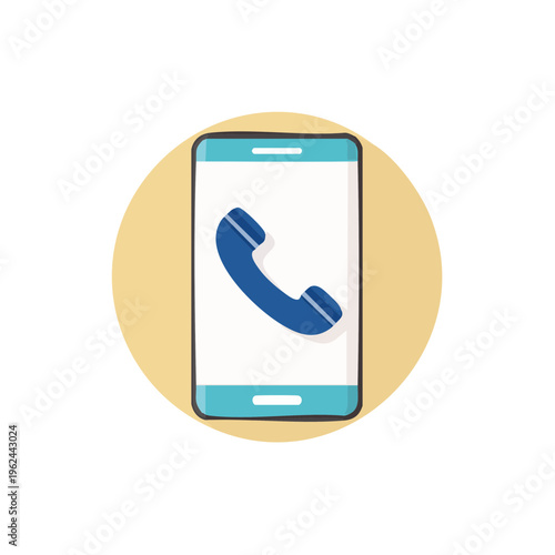Illustration of a smartphone with a phone icon on screen