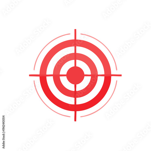 Red target sight with concentric circles and crosshairs
