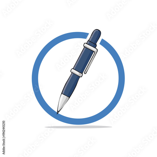 Blue Ballpoint Pen within a Blue Circle Icon