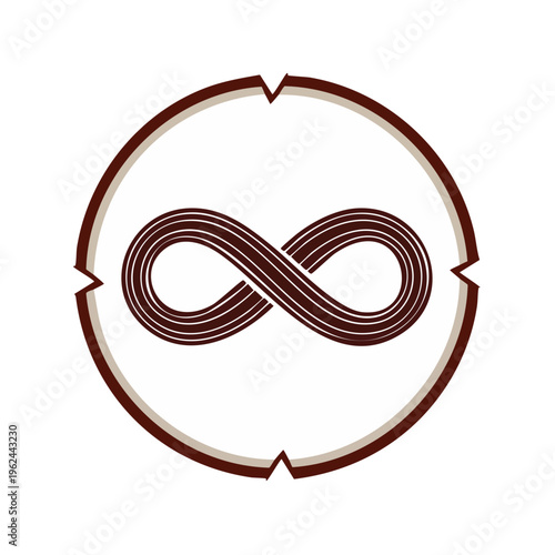 Stylized Infinity Symbol Within Decorative Circle Emblem