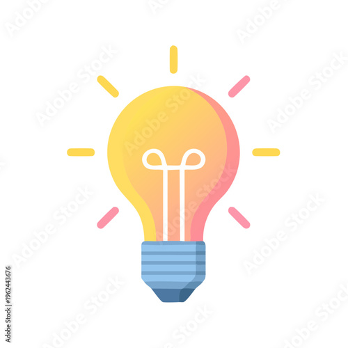 Bright Idea Concept Light Bulb Symbol with Radiant Glow and Gradient Colors