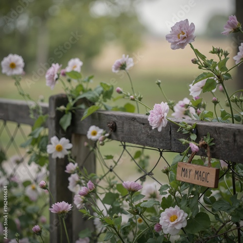 pink roses on a fence