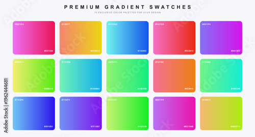 Dynamic Gradient Swatches: Vibrant Color Blends for Modern Design & Backgrounds