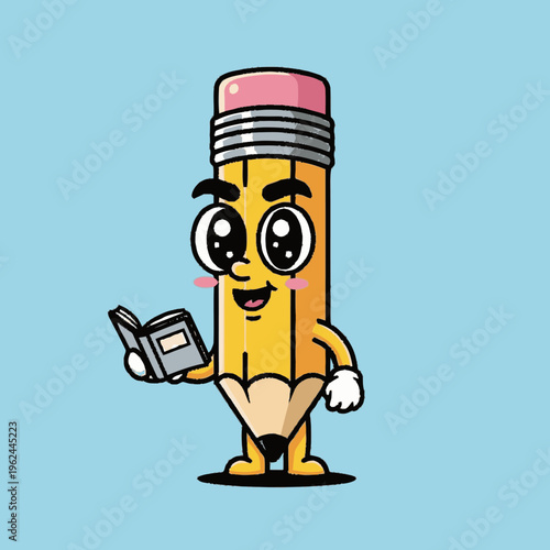 Cartoon Pencil Character Holding Device.
