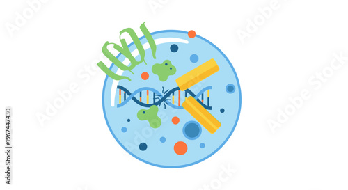 DNA Damage and Repair with Gene Editing Tools in Petri Dish. Genetic Engineering & Molecular Biology Research Concept.