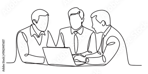businessmen discussing on laptop in meeting