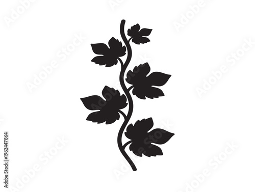 Beautiful leafy vine silhouette with graceful botanical curves 