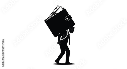 man carrying heavy load on head silhouette