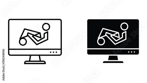 Comparison of computer display modes showing exercise activity on screen