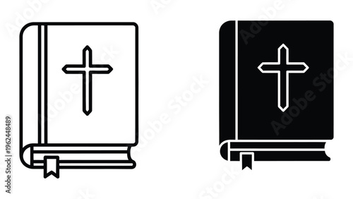 Contrast of traditional and modern religious books with crosses on their covers