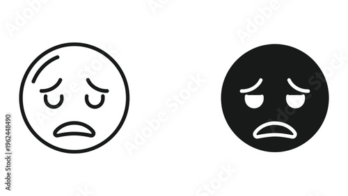 Contrasting sad faces in white and black color schemes to express emotions visually