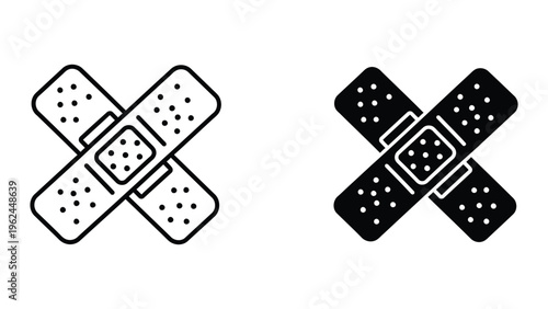 Contrast between light and dark adhesive bandage icons in cross pattern