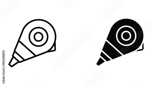 Contrasting black and white correction tape dispensers side by side