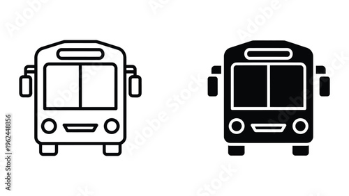 Contrast of a light and dark bus icon design depicting public transportation front views