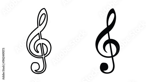 Comparison of treble clef musical notations with and without a filled note head